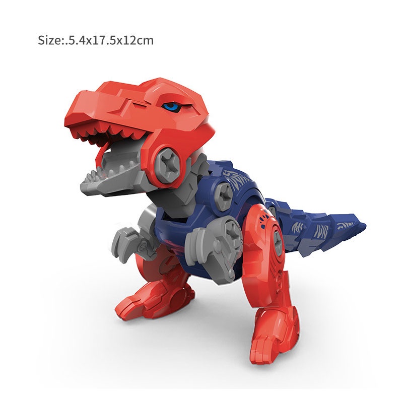 Bộ đồ chơi lắp ráp robot khủng long 5 con trong 1 hộp đựng bằng giấy, kèm tô vít, chất liệu nhựa ABS an toàn