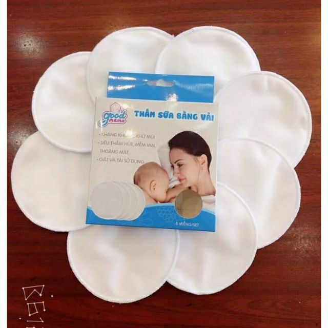 Hộp 8 miếng lót thấm sữa giặt được Good Mama