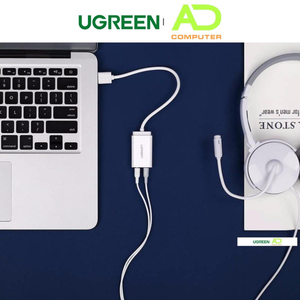 Dây USB 2.0 mở rộng sang đồng thời 2 cổng 3.5mm cho tai nghe + mic UGREEN US205