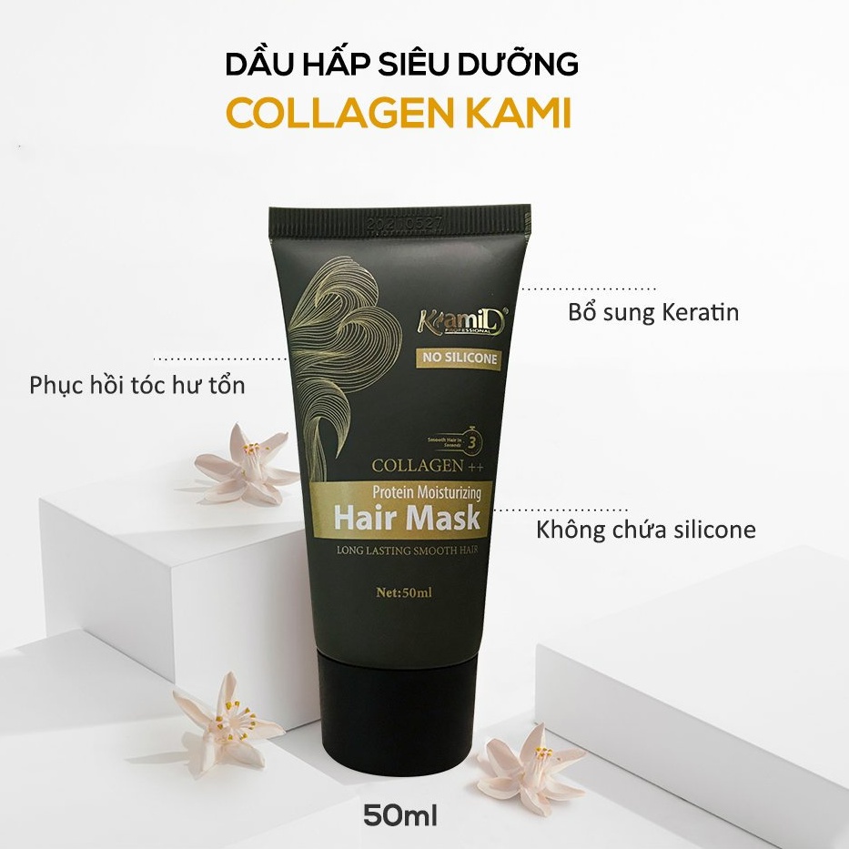 Hấp ủ tảo biển collagen Kami siêu mượt, tuýp nhỏ 50ml mang đi du lịch tiện lợi