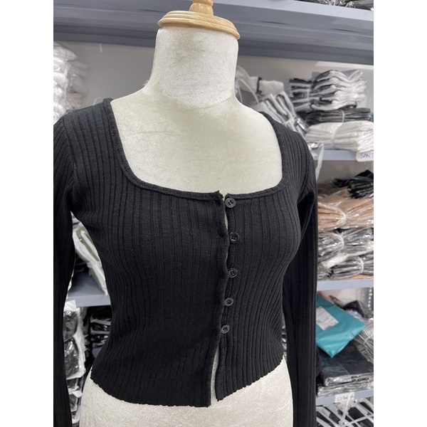 Áo khoác cardigan tay dài cổ vuông nữ