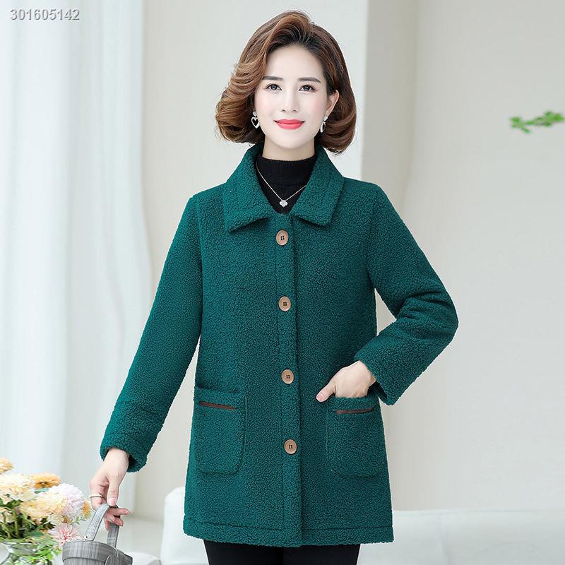 Áo Khoác Lông Cừu Thời Trang Thu Đông Mới Cho Phụ Nữ Trung Niên