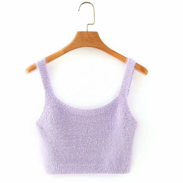 PINKYLA - Áo sát nách croptop lông mịn
