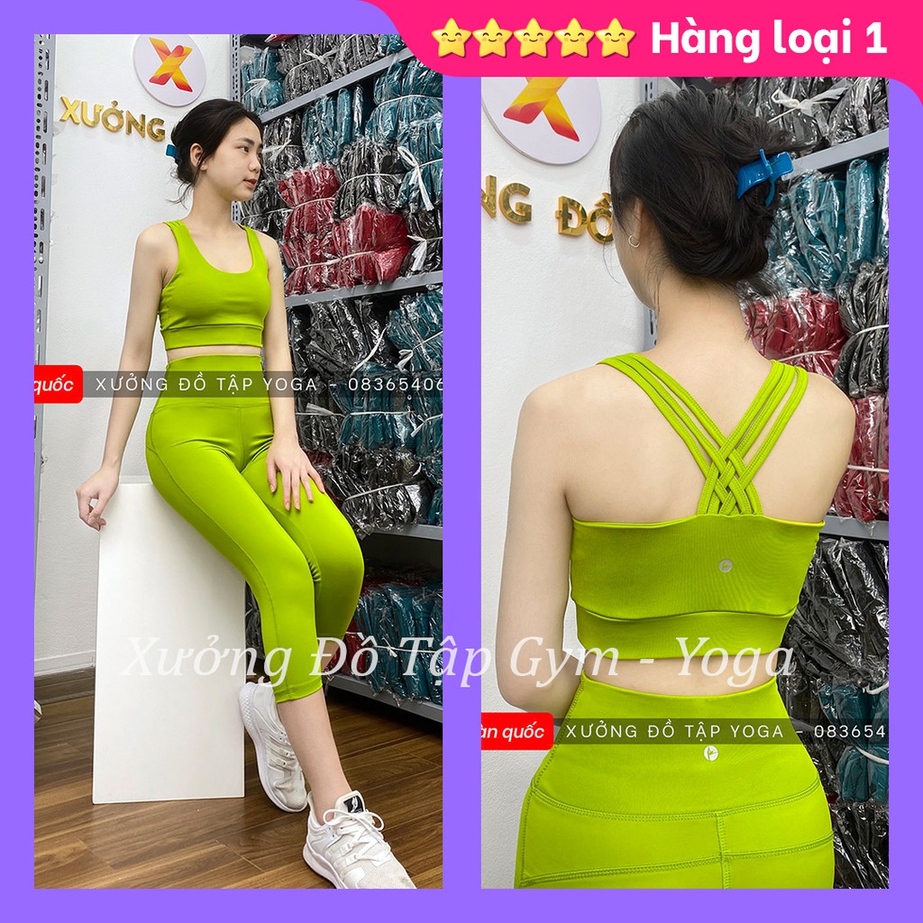 🎯🌸 Ảnh thật 100% 🌸🎯 - SET TẬP Yoga NỮ - Gym, Aerobica - Bộ tập gym lửng lưng đan dây 🌸🌸