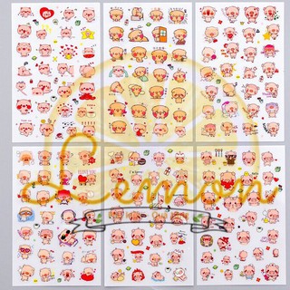 Set 6 tấm sticker heo hồng