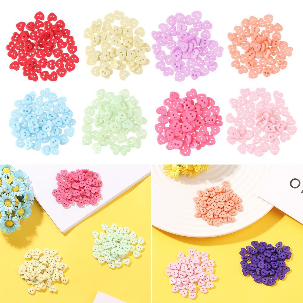 BEBETTERM Set 50 Nút Gỗ Hình Trái Tim Trang Trí Thủ Công Cho Nhà Búp Bê