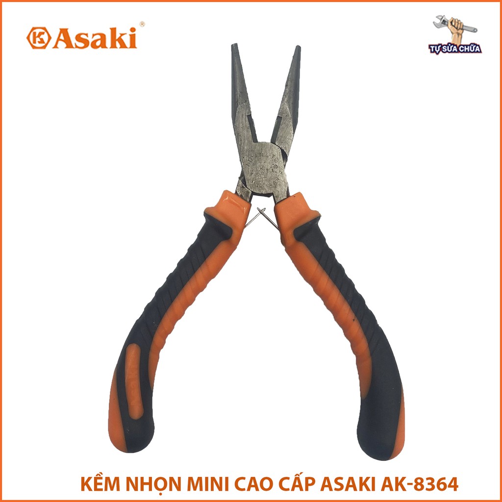 Kềm Kìm nhọn mini cao cấp Asaki AK-8364 có lưỡi cắt dây