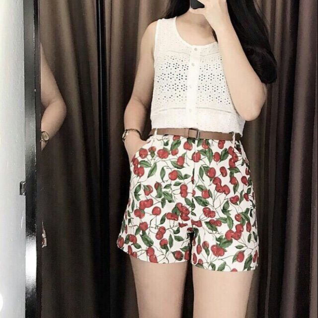 Quần short Kaki Cherry kèm belt thắt lưng cho hè tươi mới