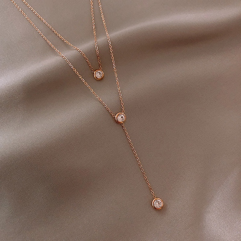 vòng cổ Hai Lớp Đính Đá Zircon Đơn Giản Thời Trang