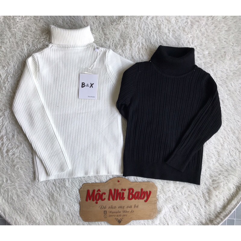 Áo len cao cổ cho bé 2-7y màu đen trắng vàng hồng