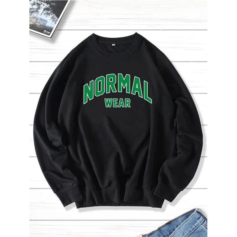 Áo thun đông tay dài , in chữ đơn giản , phong cách hàn quốc unisex