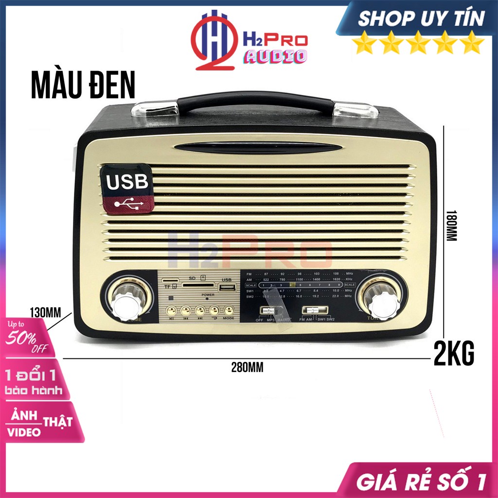 Đài Radio Nghe Nhạc, Đài Radio Bluetooth Kemai MD-1700BT Cổ Điển Cao Cấp 4 Band Am-Fm-Sw-Usb-Thẻ Nhớ-Aux - H2Pro Tech