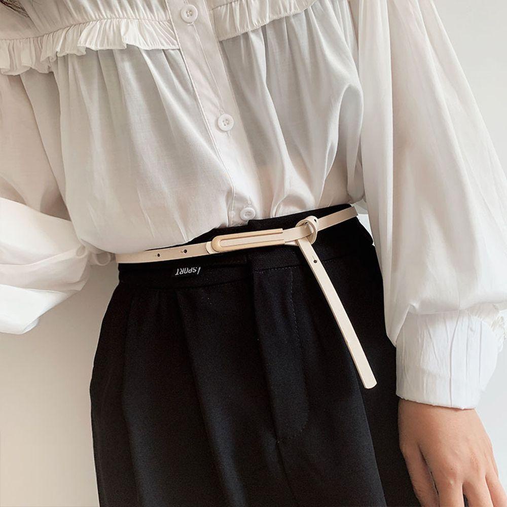 Thắt Lưng Da Màu Trơn Khóa Vuông Đơn Giản Thời Trang Cho Nữ