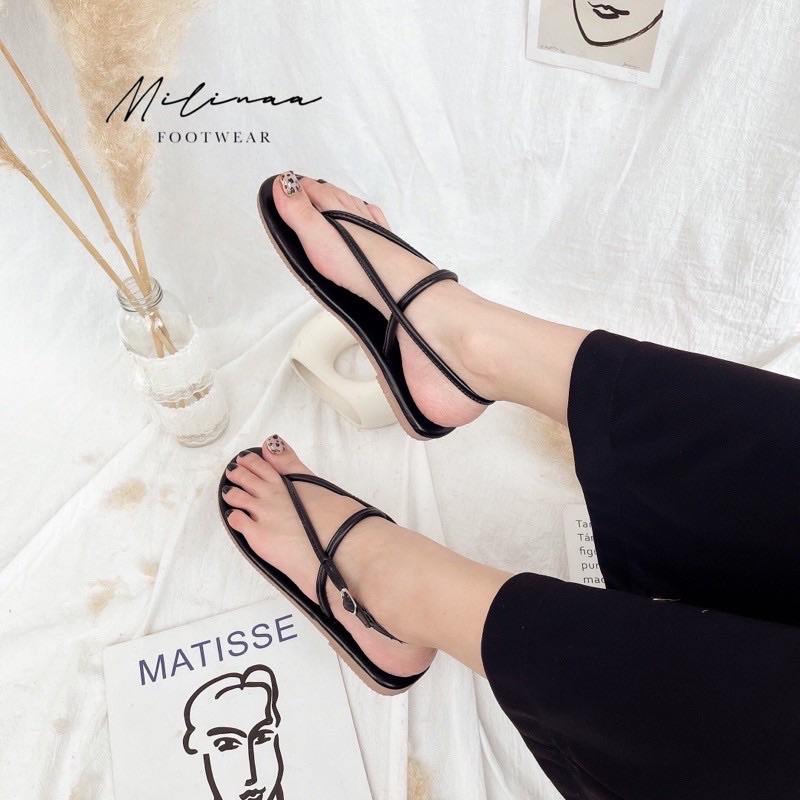 Sandal xỏ ngón bắt bảng dây mảnh ngang có bigsize chú ý muỗi vuông