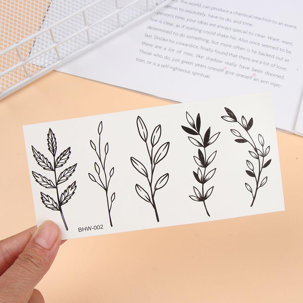 ❈Rowan❈ Hình Xăm Dán Tạm Thời Họa Tiết Hoa Trắng Đen Chống Thấm Nước Cho Nữ