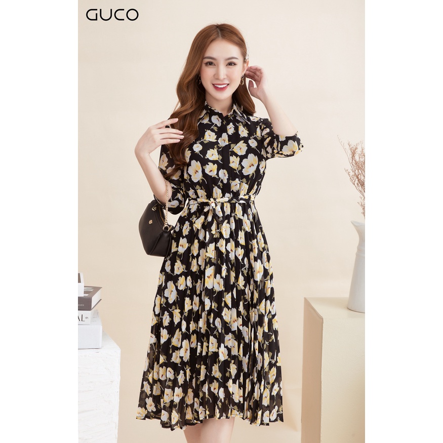 Đầm Cổ Sơ Mi - Hoa Vàng 3585 Guco