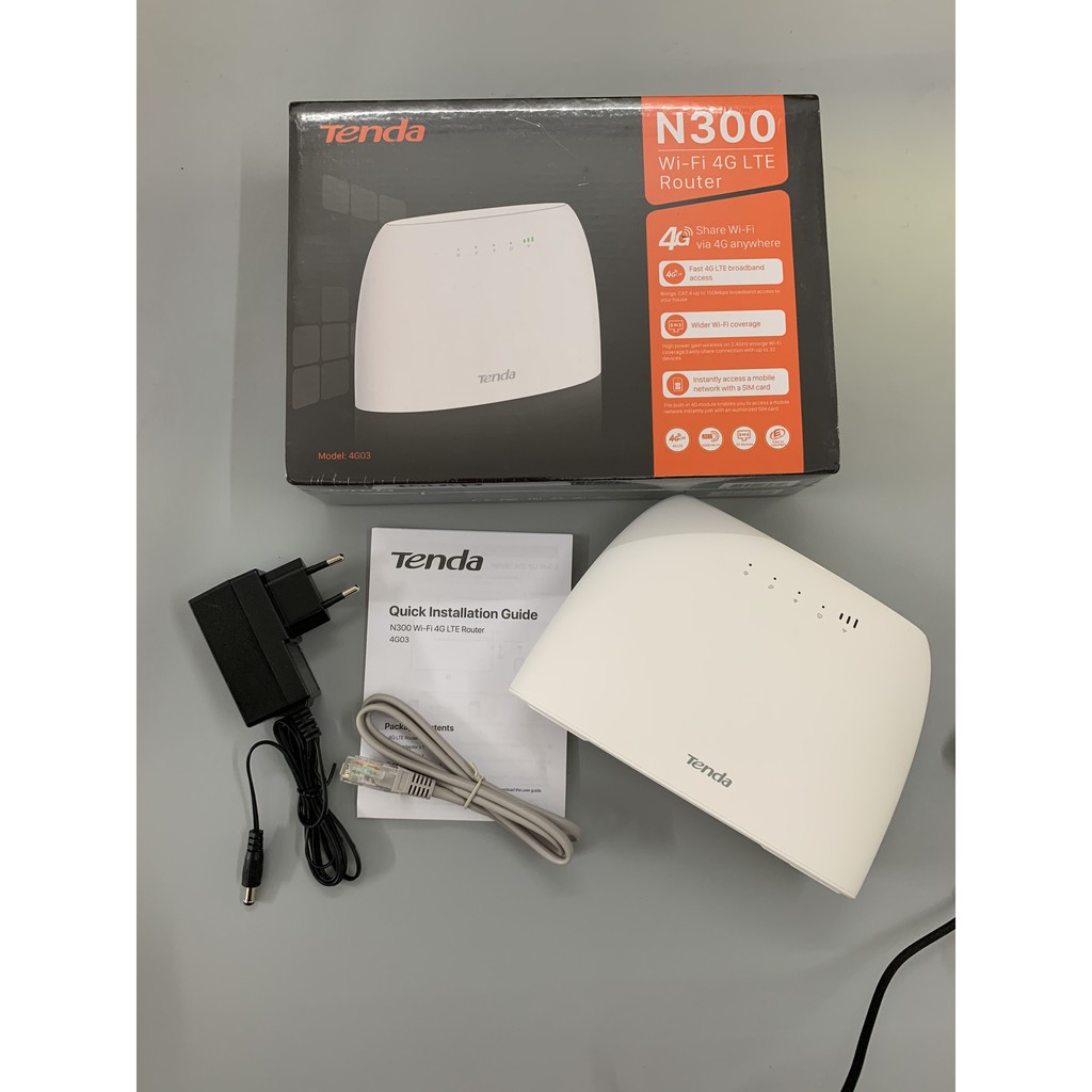 Bộ Phát Wifi 4G LTE Tenda 4G03 Có Cổng Lan Chuẩn N300 - Hàng Chính Hãng