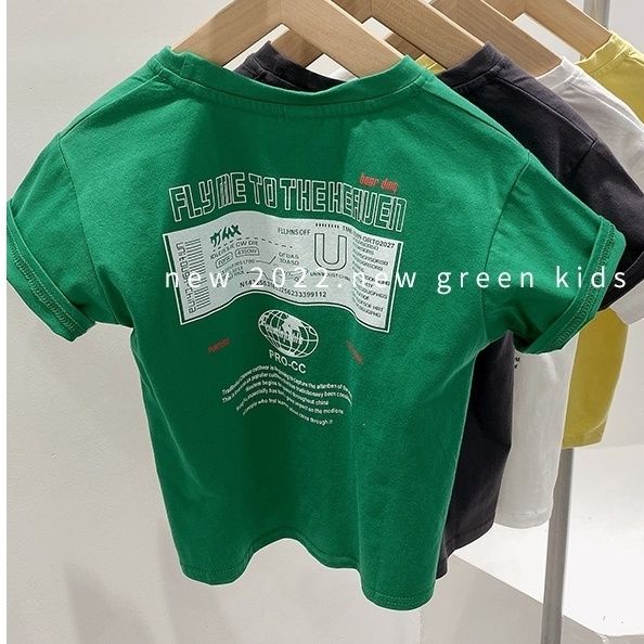 Áo Thun Cotton Trơn Tay Ngắn In Chữ Thoải Mái Thời Trang Mùa Hè Cho Bé Trai / Gái 5 Tuổi