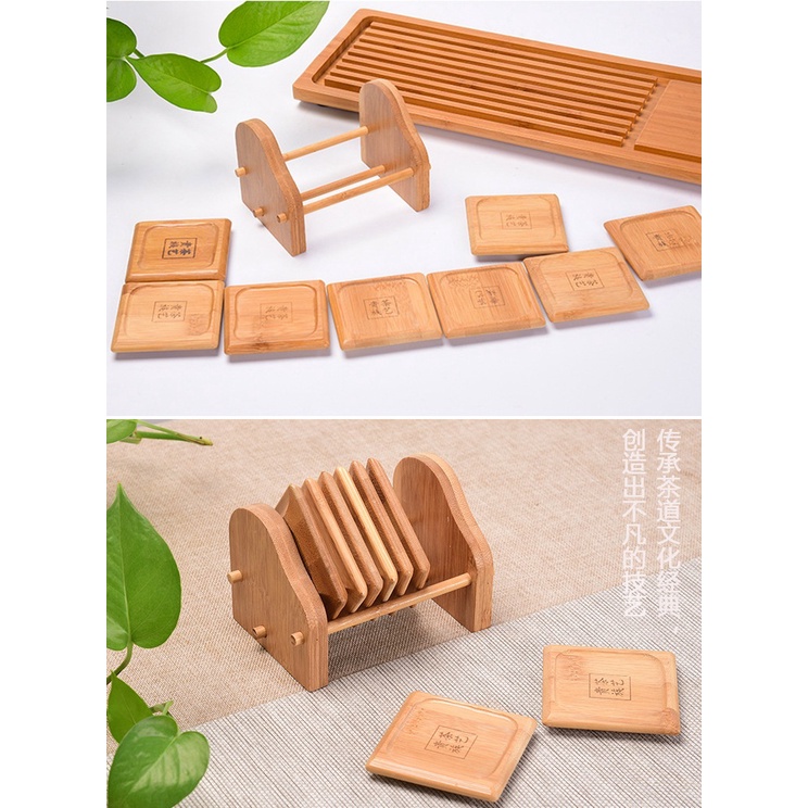 Bộ Đế kê lót ấm chén bằng tre