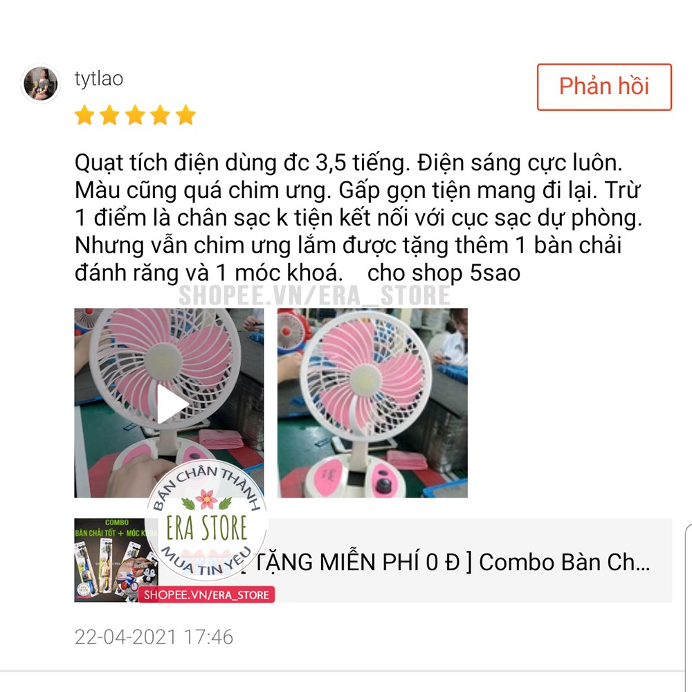 Quạt Tích Điện Để Bàn Mini Gấp Gọn Tiện Lợi Gió Mát Có Đèn Sáng - Bảo Hành Hoàn Tiền Nếu Có Lỗi (Loại tốt)