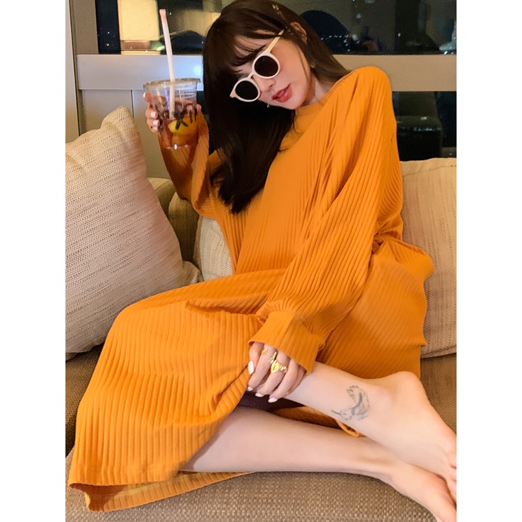 Đầm Ngủ Cotton Dài Tay Dáng Rộng Màu Trơn Thời Trang Xuân Thu Cho Mẹ Bầu | BigBuy360 - bigbuy360.vn