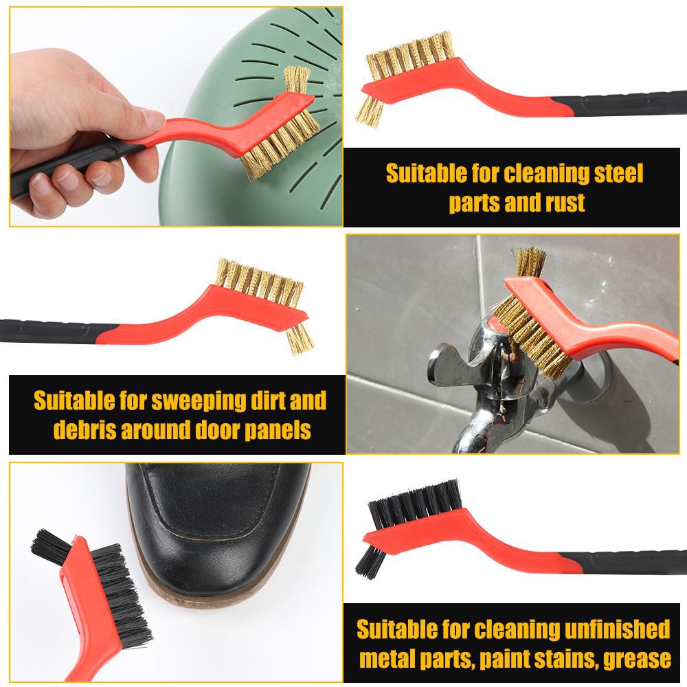 MYRON Deep Cleaning Wire Brush Set Welding Slag Stainless Steel Nylon Rust Dirt Bristles Paint Scrubbing Brass