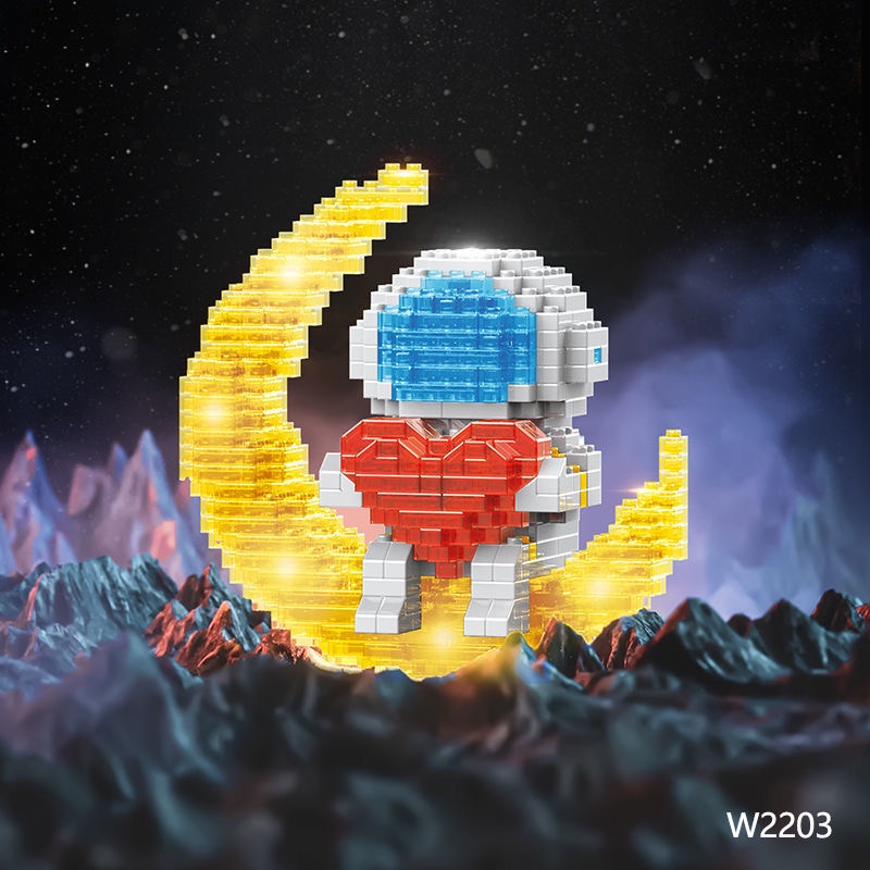 Mô hình lắp ghép Phi Hành Gia Dễ Thương | Có đèn nhấp nháy | Bộ đồ chơi xếp hình non-lego