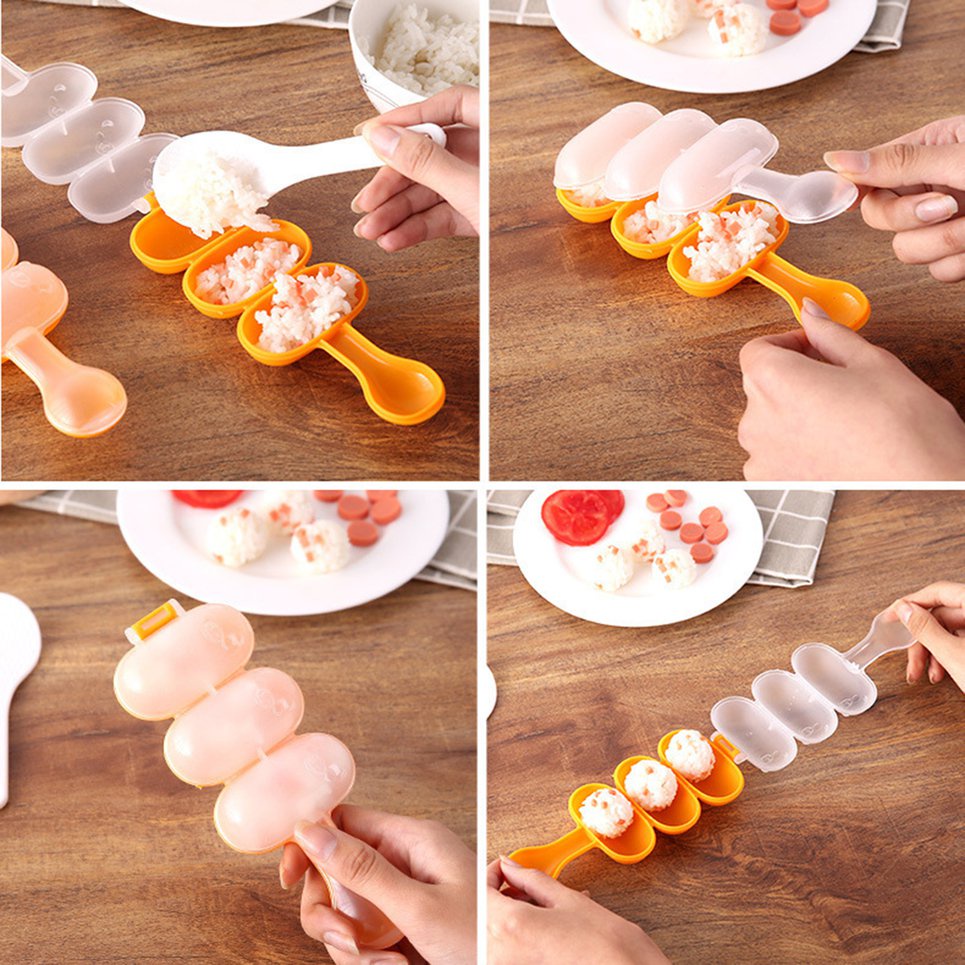 Bộ khuôn làm cơm nắm tròn kiểu hoạt hình dễ thương cho bé D8