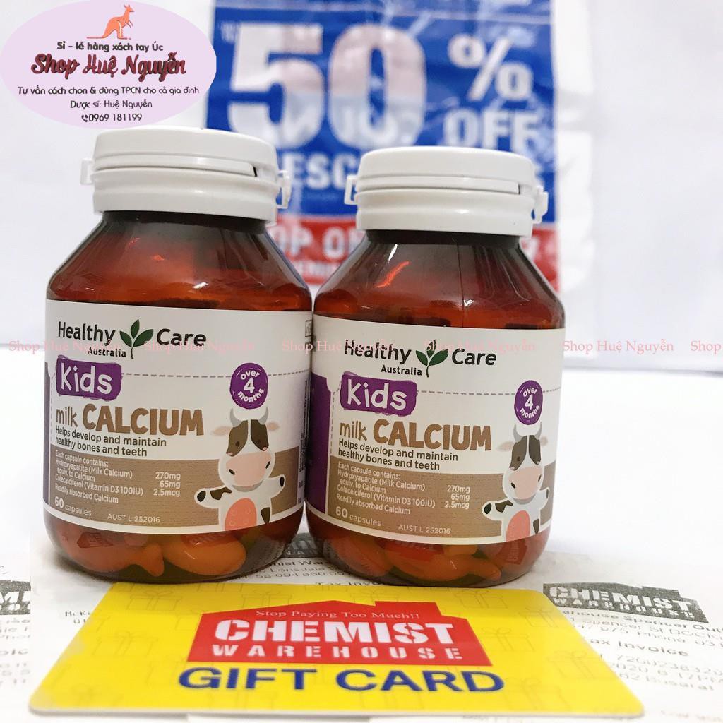 Canxi (calcium) milk heathycare 60 viên cho bé - ÚC- chemist ( MẪU MỚI)