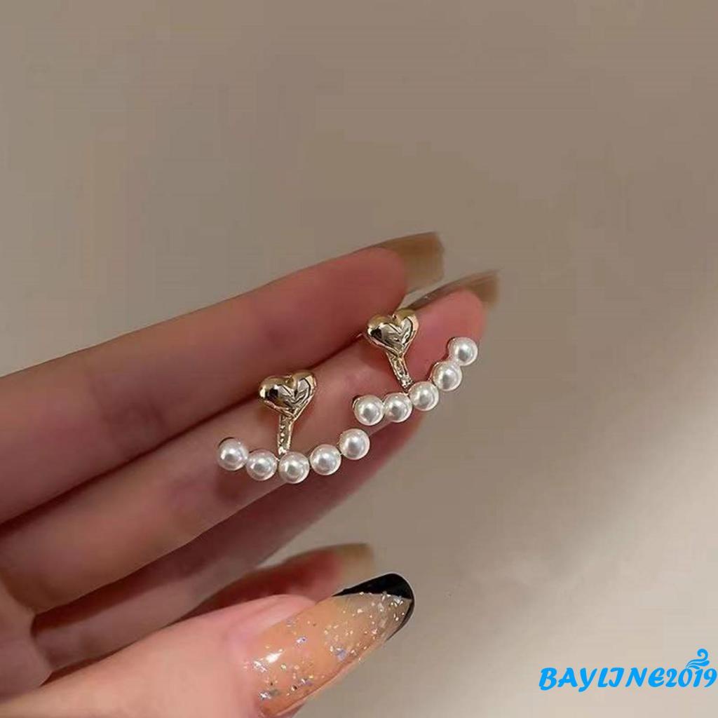 Khuyên tai nữ dáng dài đính ngọc trai nhân tạo thời trang