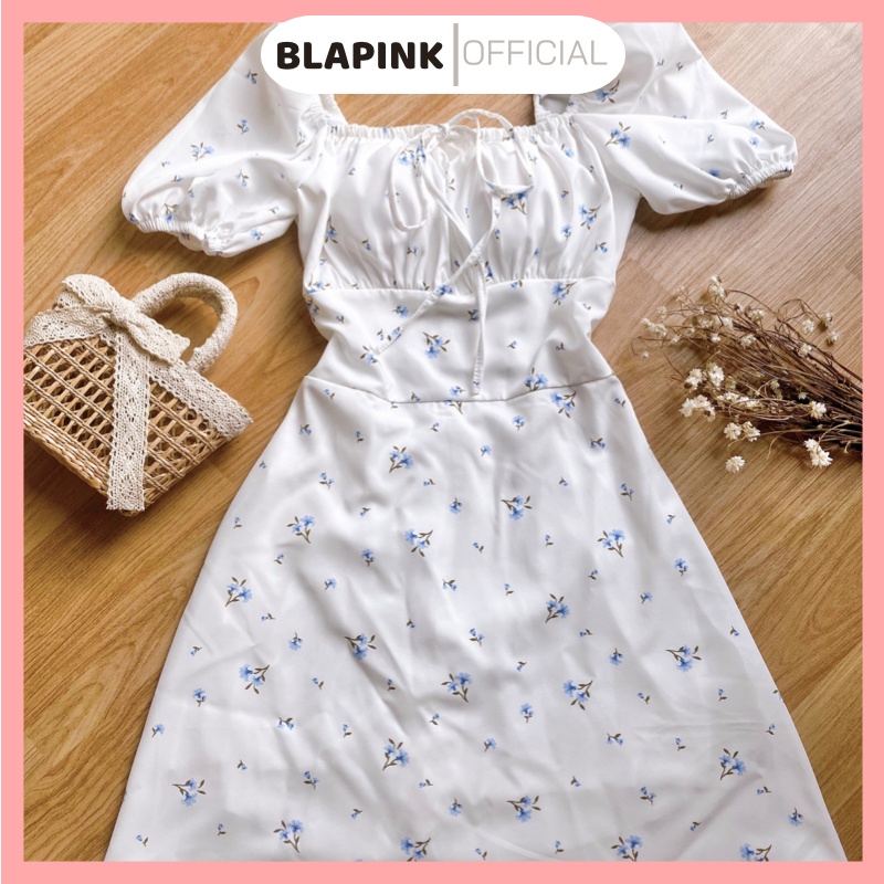 Váy Hoa Nhí Cổ Yếm Hở Lưng Chất Lụa Siêu Đẹp - JUHEE DRESS T235