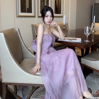 đầm maxi ren trễ vai nơ koreastyle