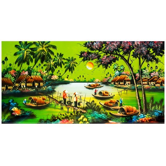 tranh đính đá Nhịp sống đồng quê 120x68cm - VS401