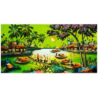 tranh đính đá Nhịp sống đồng quê 120x68cm - VS401