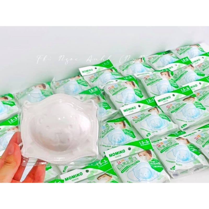 Set 3 chiếc khẩu trang MOMIKO hình gấu 3D cho bé