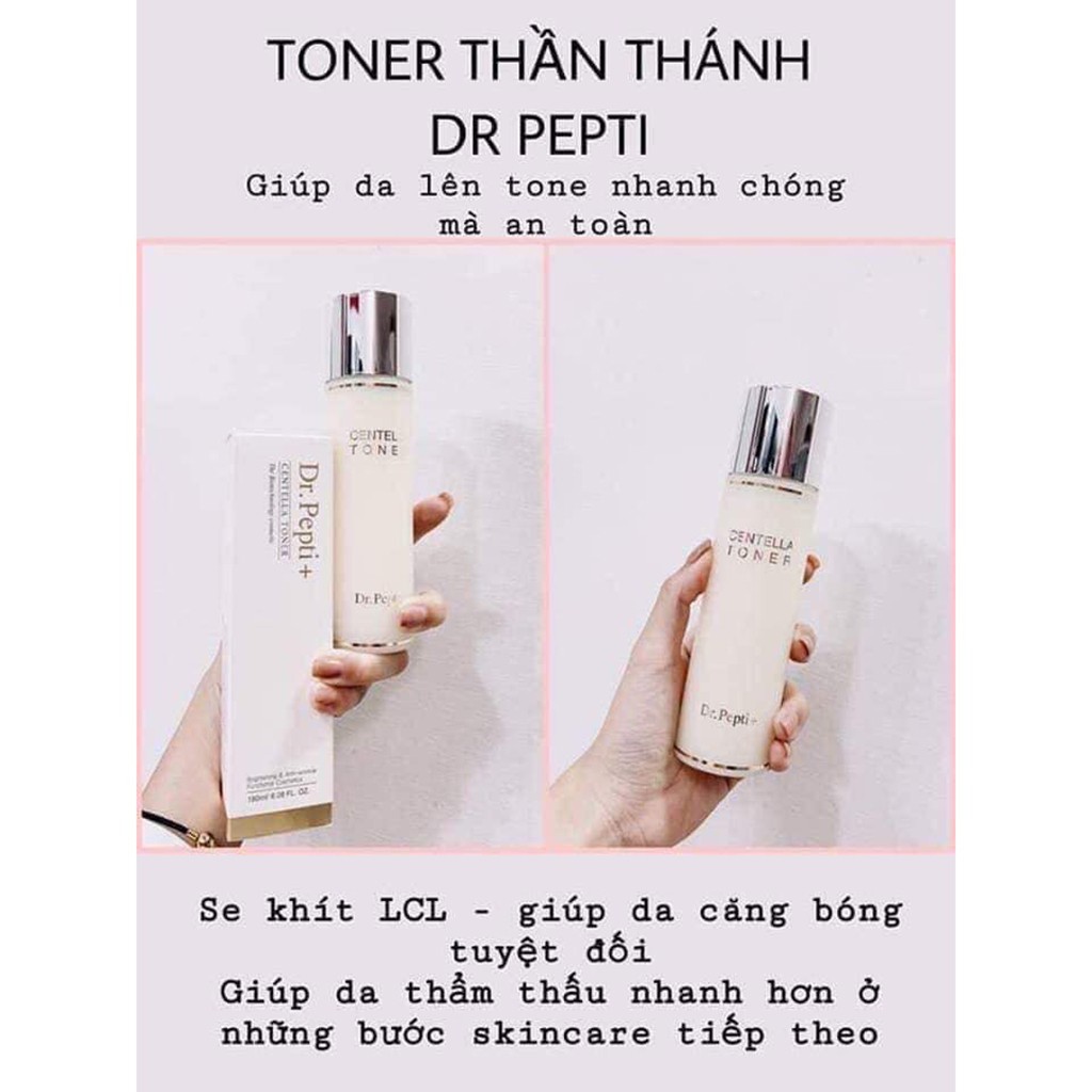 Nước hoa hồng Centella Toner Dr.Pepti+ 180ml Hàn Quốc, Toner Căng Bóng DR.PEPTI Hàn Quốc 180ml mẫu mới nhất