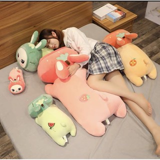 Gấu bông thỏ dâu,thỏ cam✨Freeship✨Gối ôm thỏ dâu,thỏ cam 80cm chất vải lông nhung mềm mịn
