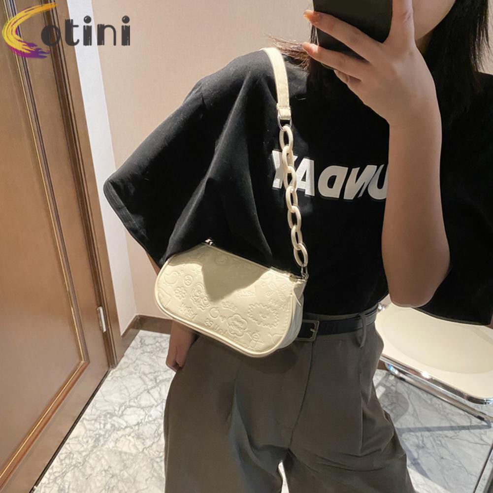 COTINI Women Retro PU Leather Embossing Shoulder Underarm Bag Small Purse Handbag