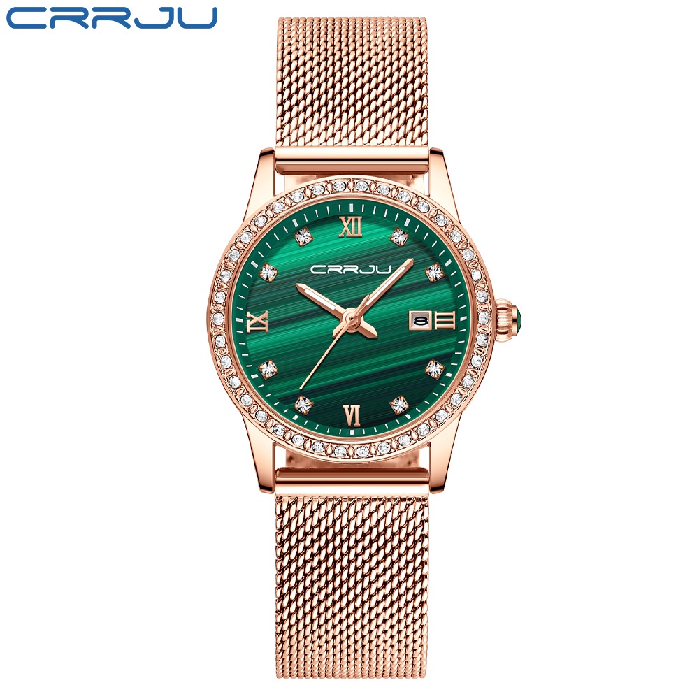 Đồng hồ CRRJU 2186X máy quartz bằng thép không gỉ chống thấm nước sang trọng thời trang cho nữ