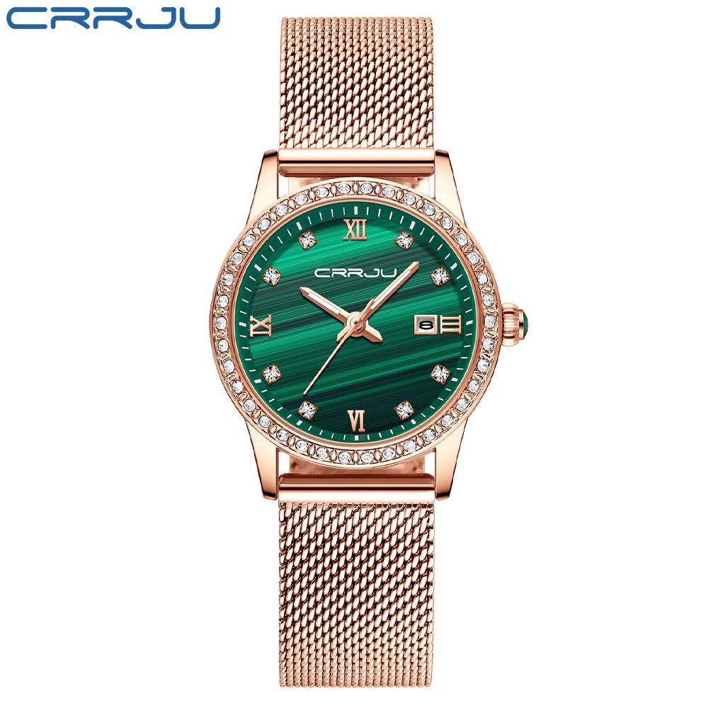 Đồng hồ CRRJU 2186X máy quartz bằng thép không gỉ chống thấm nước sang trọng thời trang cho nữ