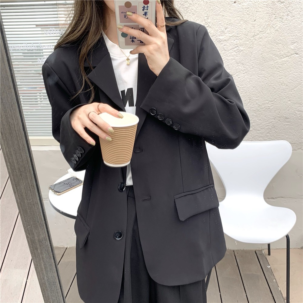 [ORDER] Blazer mỏng cúc lưng style ulzzang Korea (xanh nhạt/ đen) | BigBuy360 - bigbuy360.vn