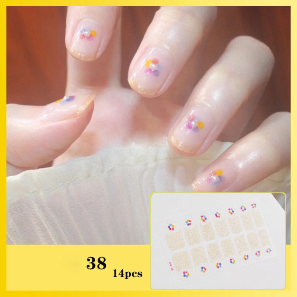 [Sẵn Hàng] [Mới] Bộ dán móng tay nail sticker gồm 14 móng, không thấm nước, có độ đàn hồi tốt MTQH30D40