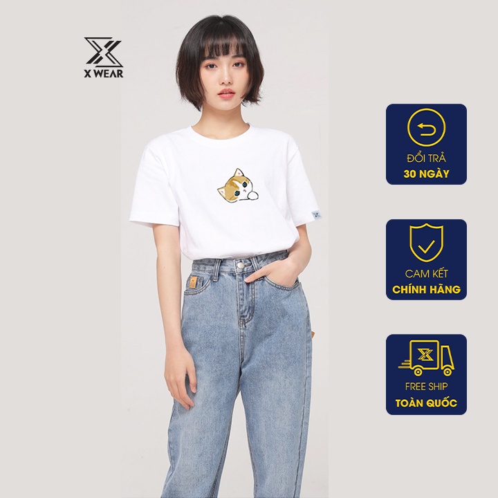 Áo thun unisex X WEAR tay lỡ hình mèo ngộ nghĩnh MEO3