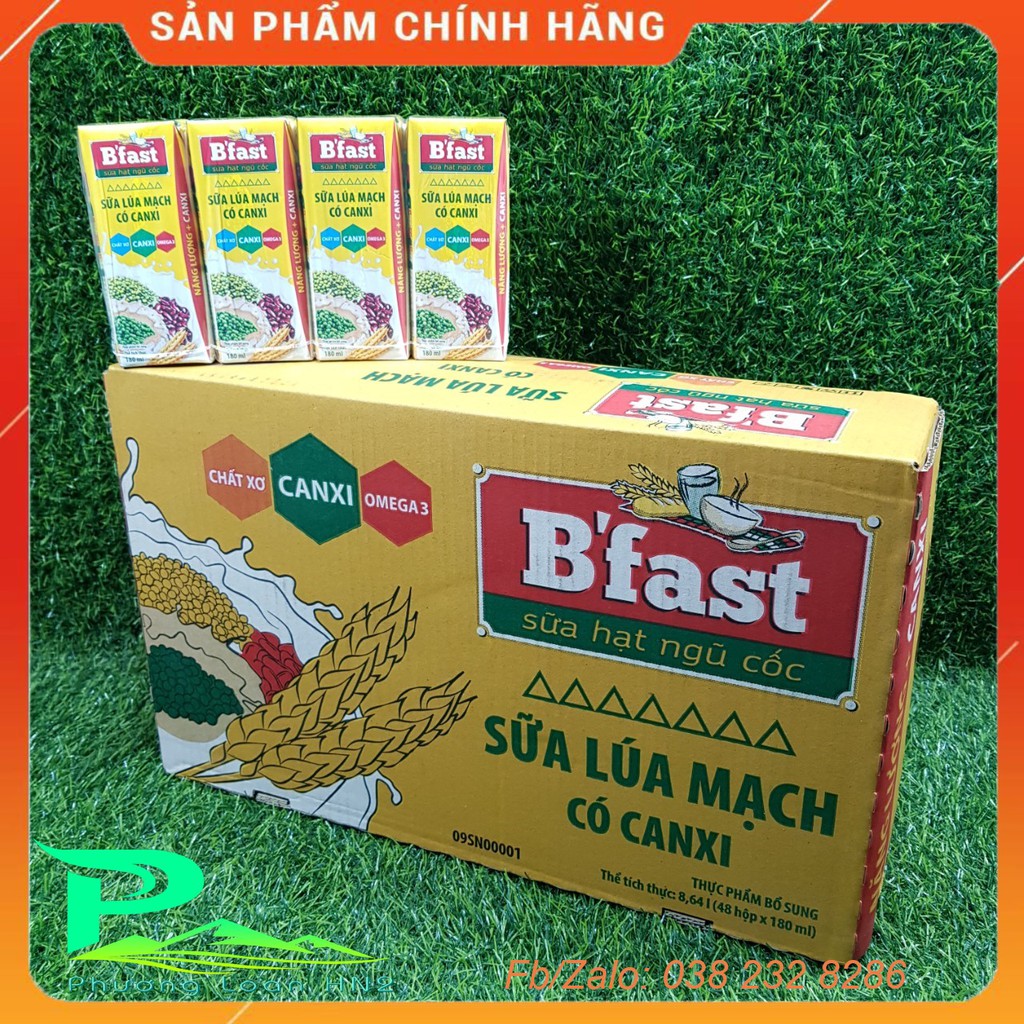 Sữa lúa mạch có canxi B'fast 180ml - Sữa B'fast - Sữa hạt ngũ cốc - thùng 48 hộp