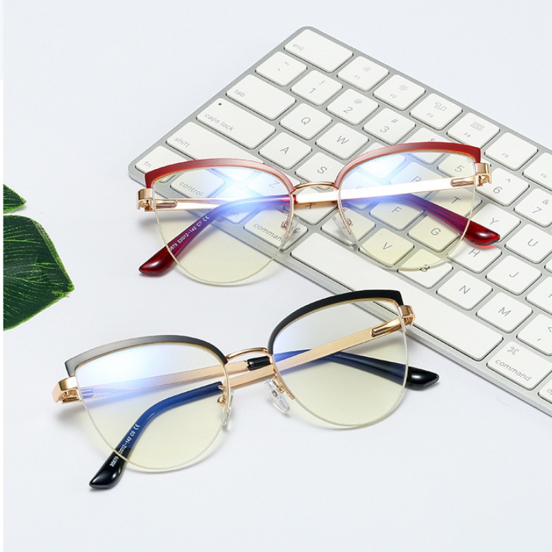 Kính Mát Mắt Mèo Gọng Kim Loại Chống Ánh Sáng Xanh Thời Trang Phương Tây Cho Nữ