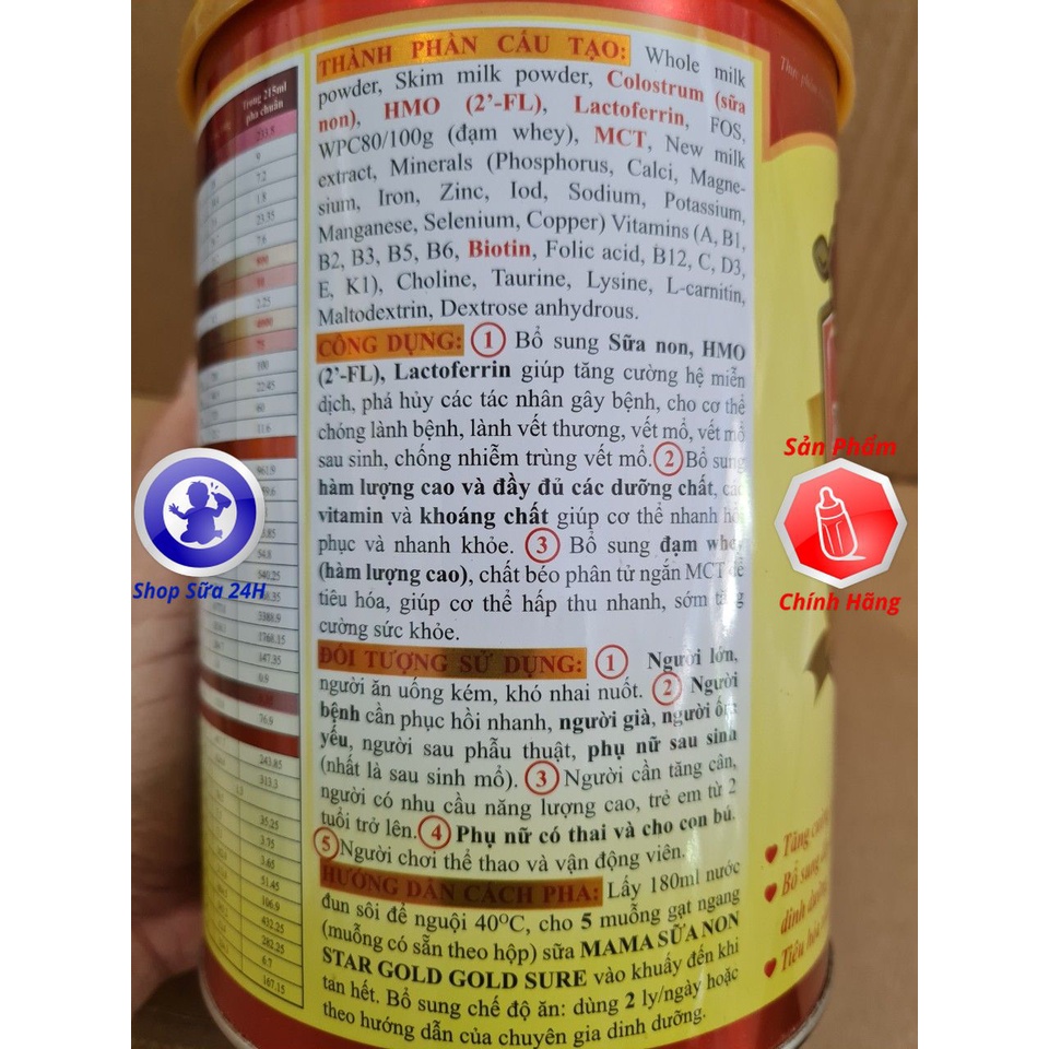 [DATE 2025] Mama Sữa Non Star Gold Gold Sure lon 800g