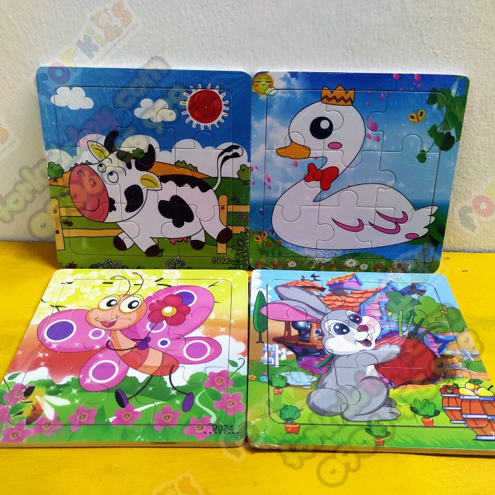 Đồ chơi xếp hình, Ghép hình puzzle bằng gỗ 9 mảnh cho bé, combo 5 tranh