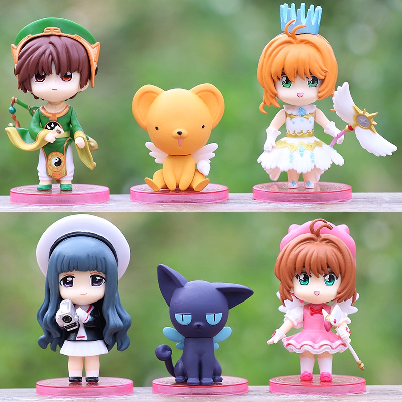 Bộ 6 Mô Hình Nhân Vật Sakura Daidouji Tomoyo Li Syaoran Kero-Chan Mini Dễ Thương