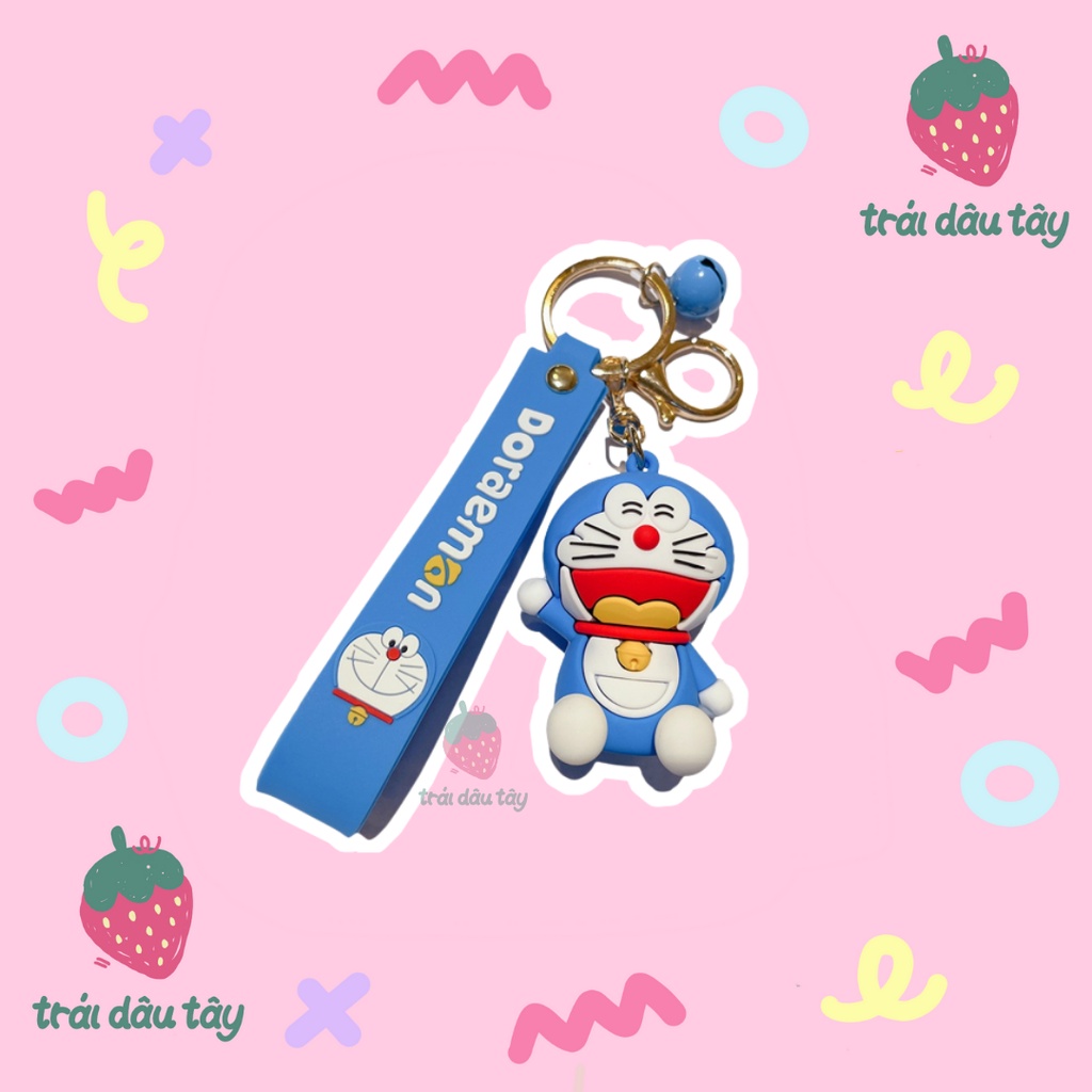 MÓC KHÓA DOREAMON DÁNG ĐỨNG (trái dâu tây)