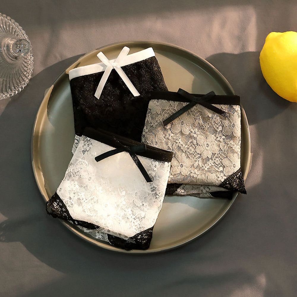 Quần lót mềm mại phối ren đính nơ thoáng khí quyến rũ cho nữ